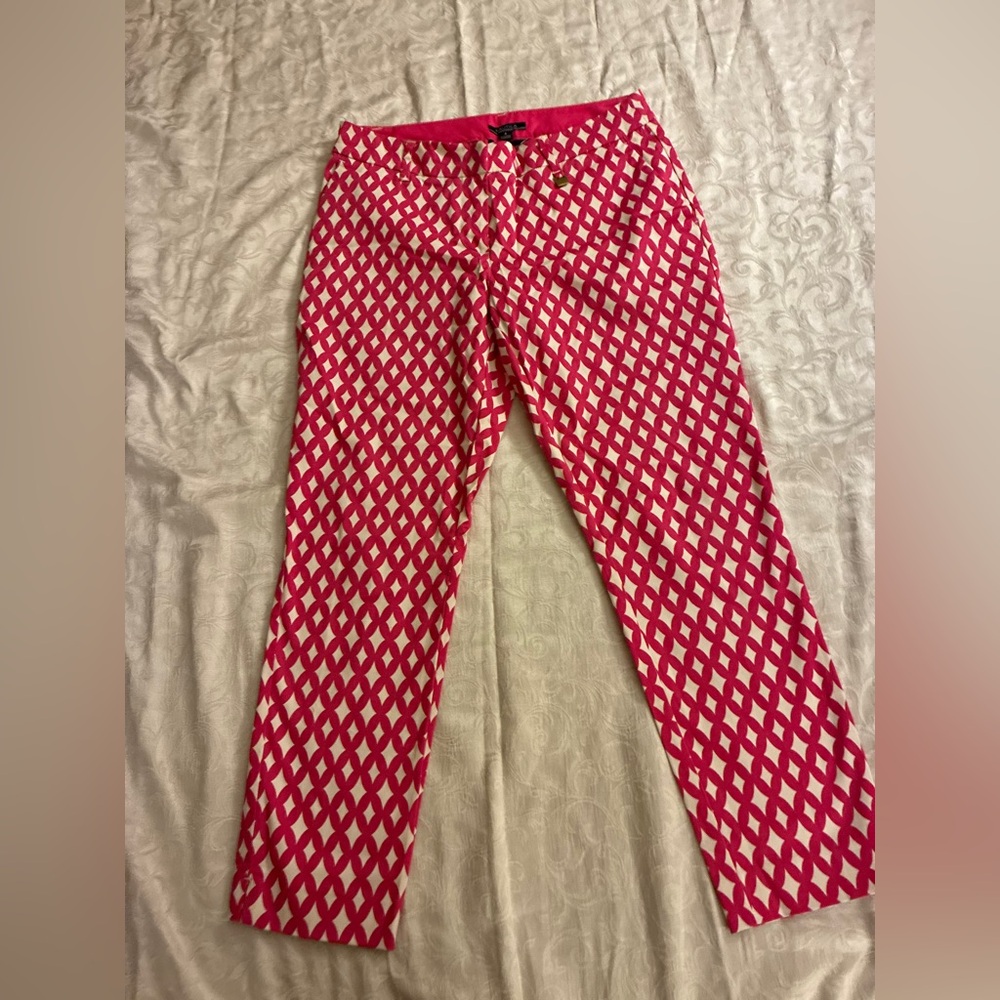 Nautica Pink and White Geometric Pattern Straight Leg Pants - Picture 3 of 7